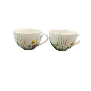Beautiful Springtime Flower Raised Design Coffee Mugs Set of 2